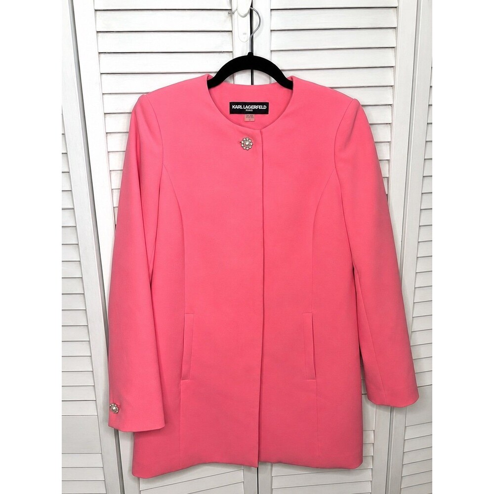 Karl Lagerfeld Paris Pink Jewel Button Jacket Size 4